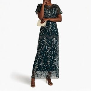 US 12 RAISHMA Gathered sequined tulle gown NWT